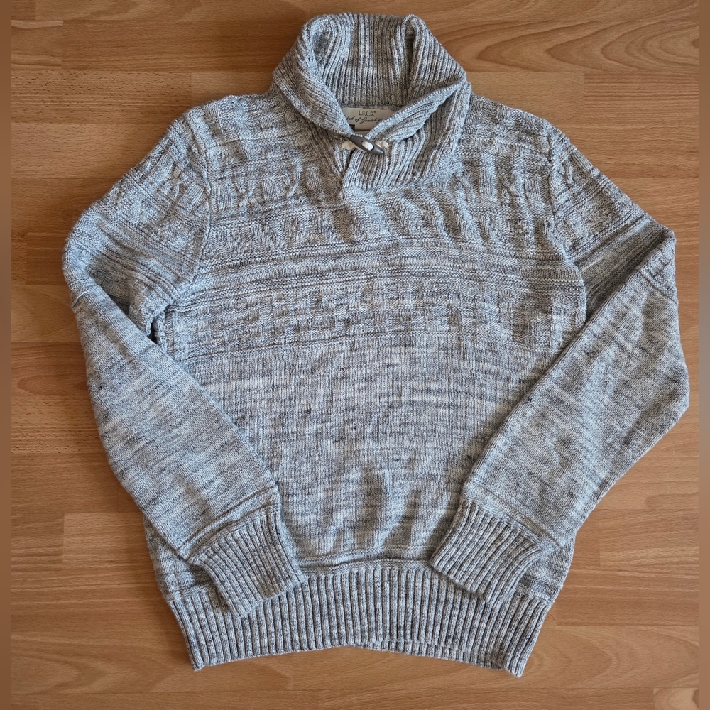 H&M Grey 100% Cotton Toggle Fisherman Cabincore Grandpa Preppy Sweater MED.